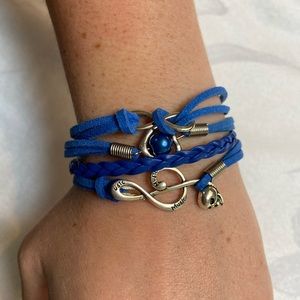 Blue Leather Bracelet